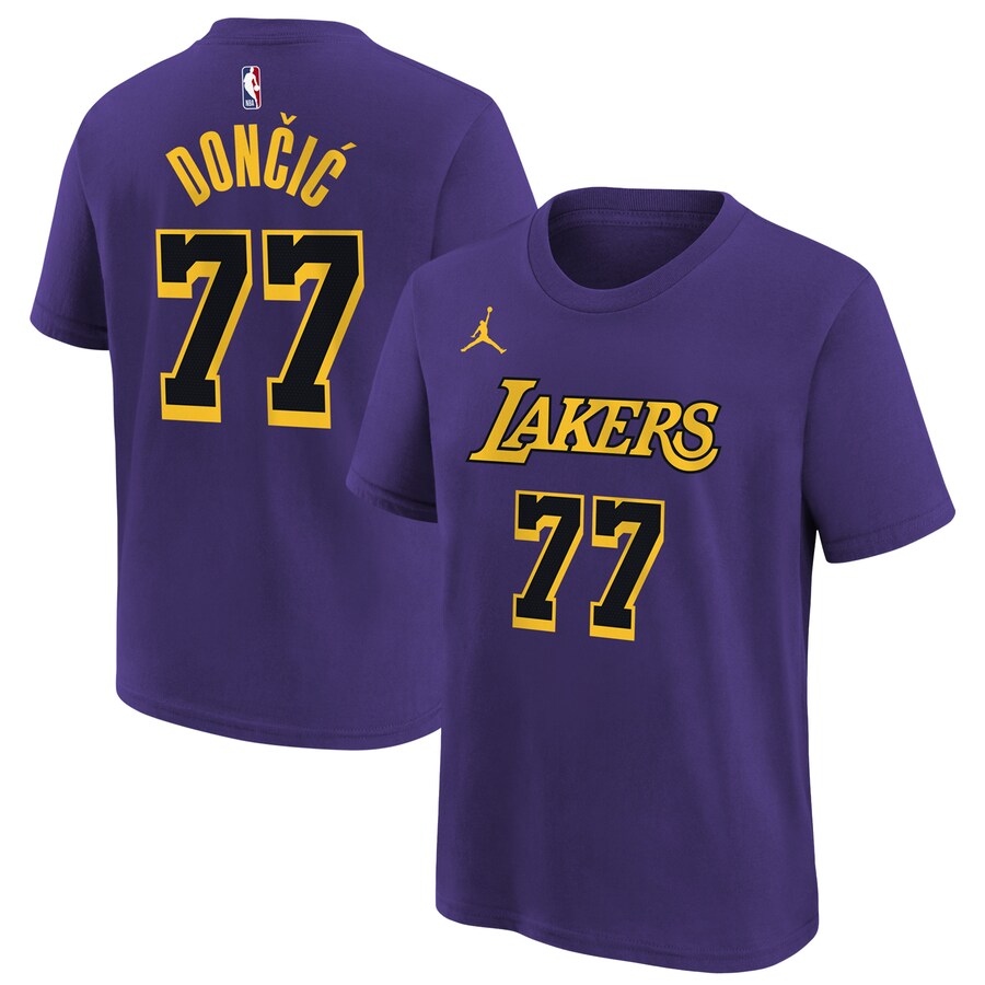 Youth Los Angeles Lakers Luka Don?i? Jordan Brand Purple Statement Edition Name & Number T-Shirt