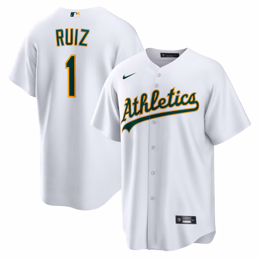 Men's Oakland Athletics Esteury Ruiz Nike White Home Replica Jersey