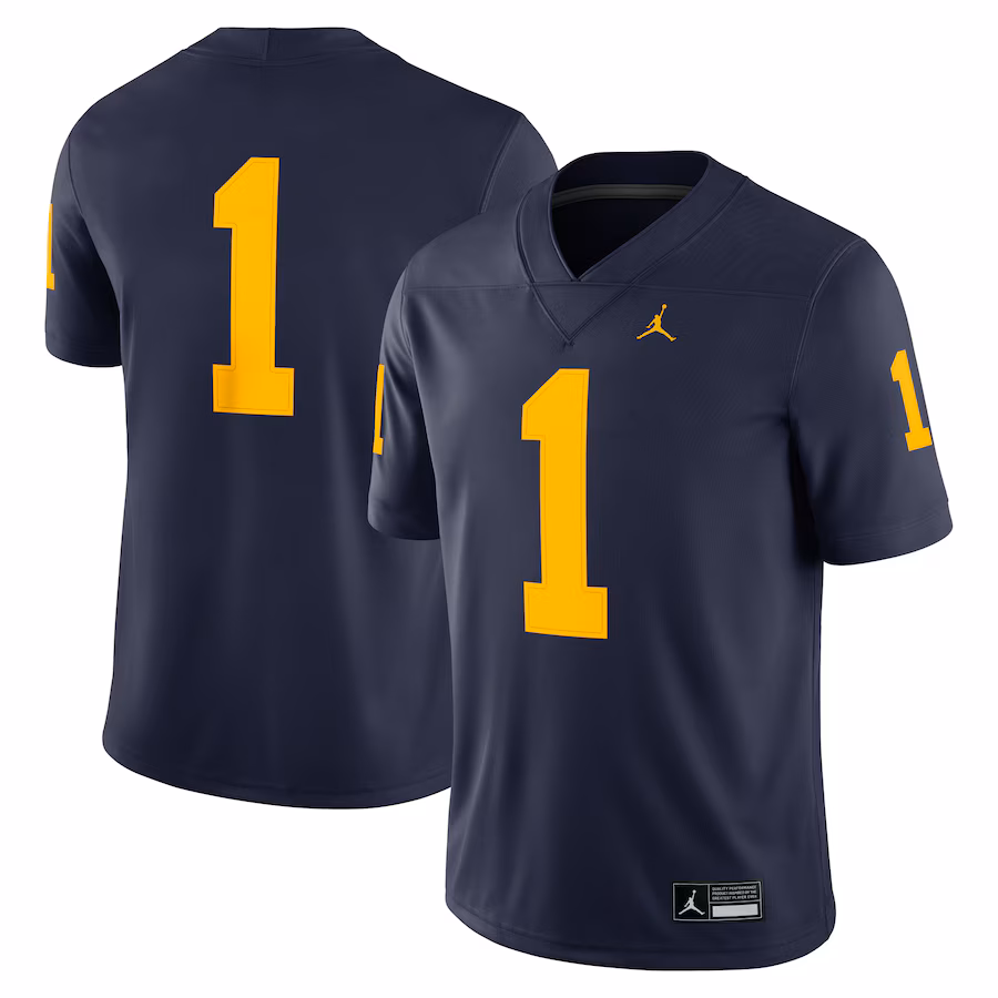 #1 Michigan Wolverines Jordan Brand Game Jersey - Navy