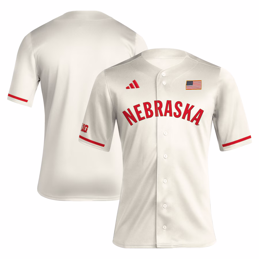 Nebraska Huskers adidas Replica Baseball Jersey - Cream
