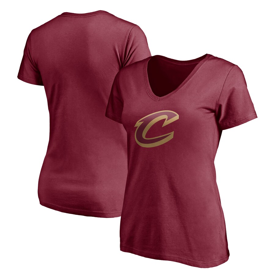 Women's Cleveland Cavaliers Garnet Logo V-Neck T-Shirt