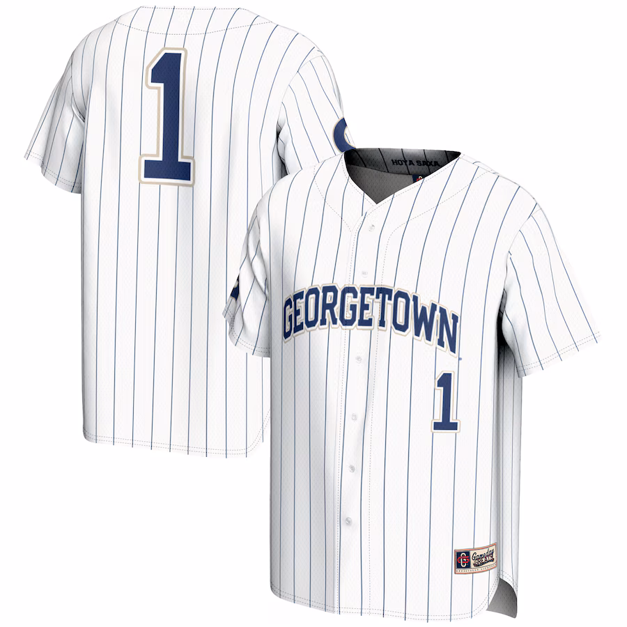 Men's GameDay Greats #1 White Georgetown Hoyas Lightweight Baseball Fashion Jersey