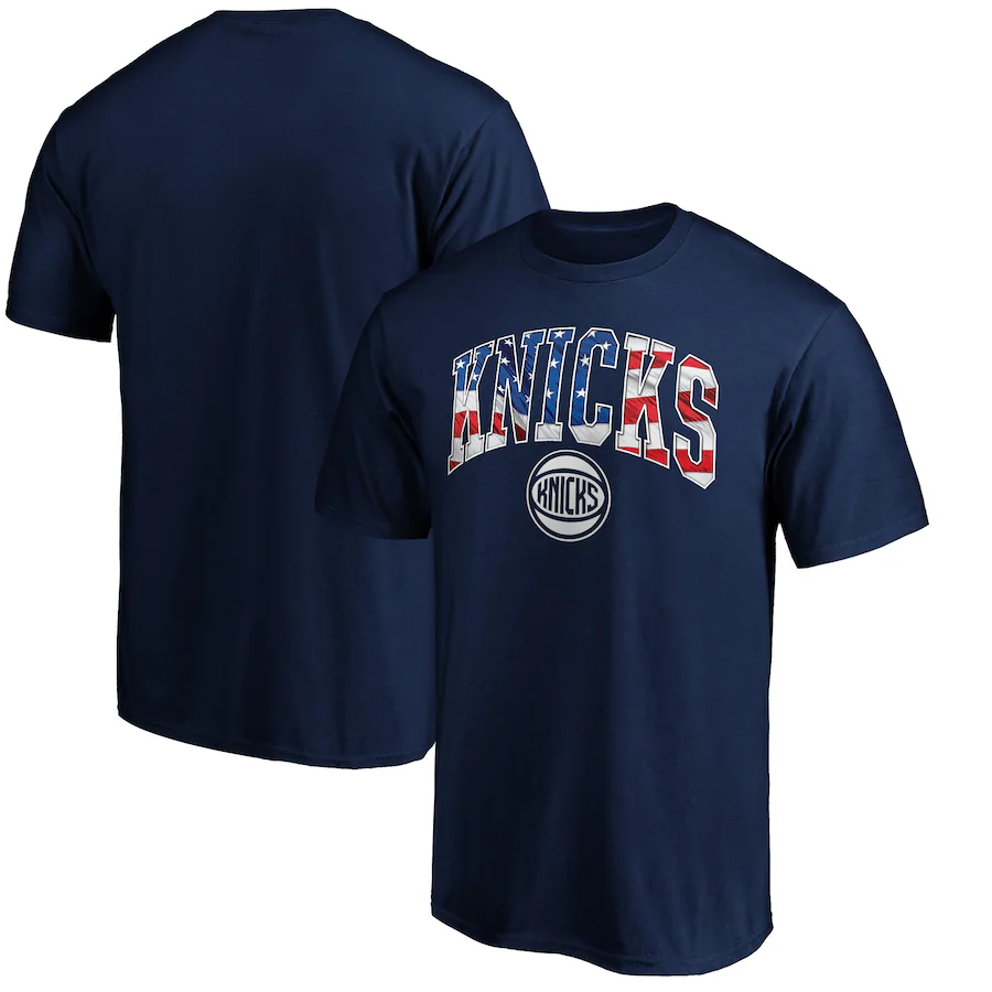 Men's New York Knicks Navy Banner Wave T-Shirt