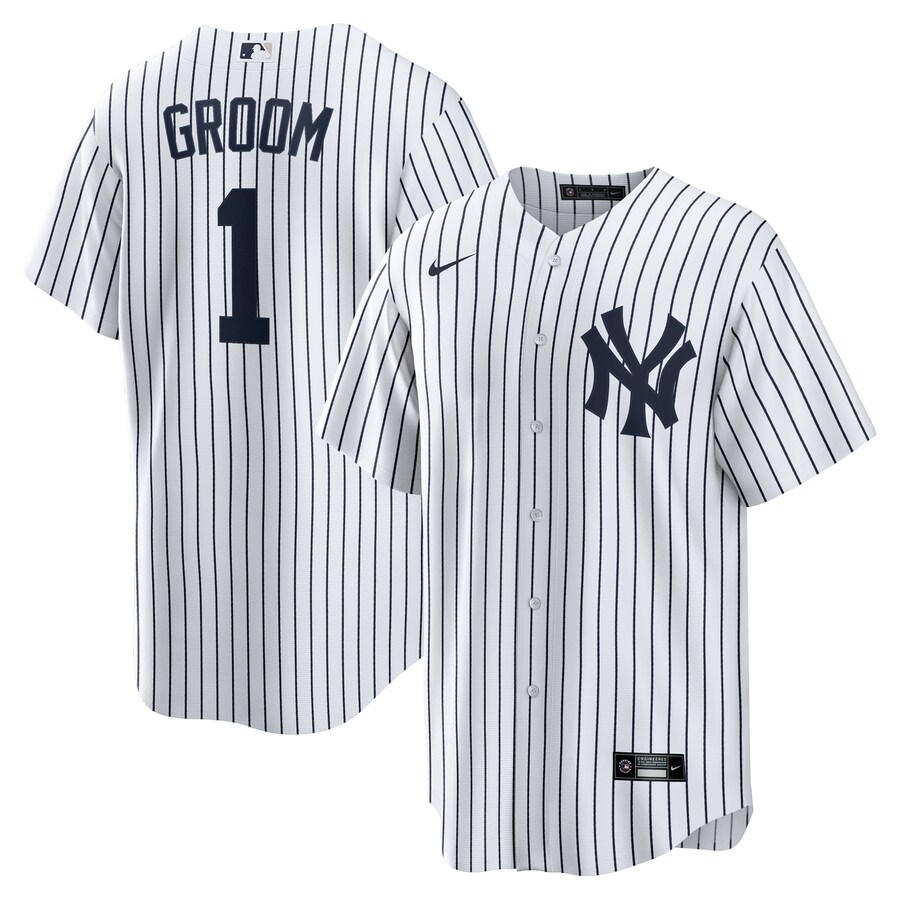 Men's New York Yankees Nike White #1 Groom Home Replica Jersey