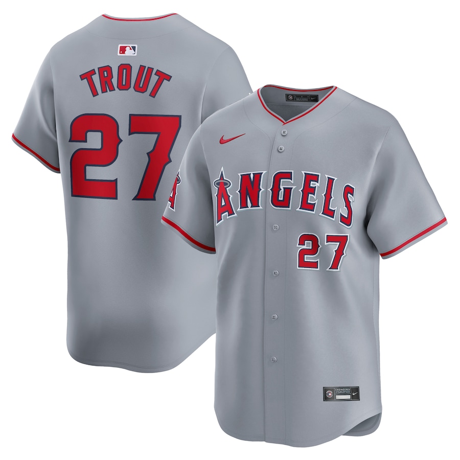 Men's Los Angeles Angels Mike Trout Nike Gray Away Limited Player Jersey