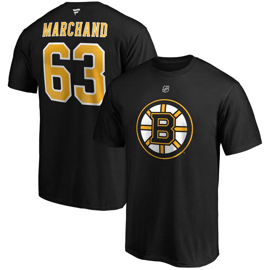 Men's Boston Bruins Brad Marchand Fanatics Black Big & Tall Name & Number T-Shirt