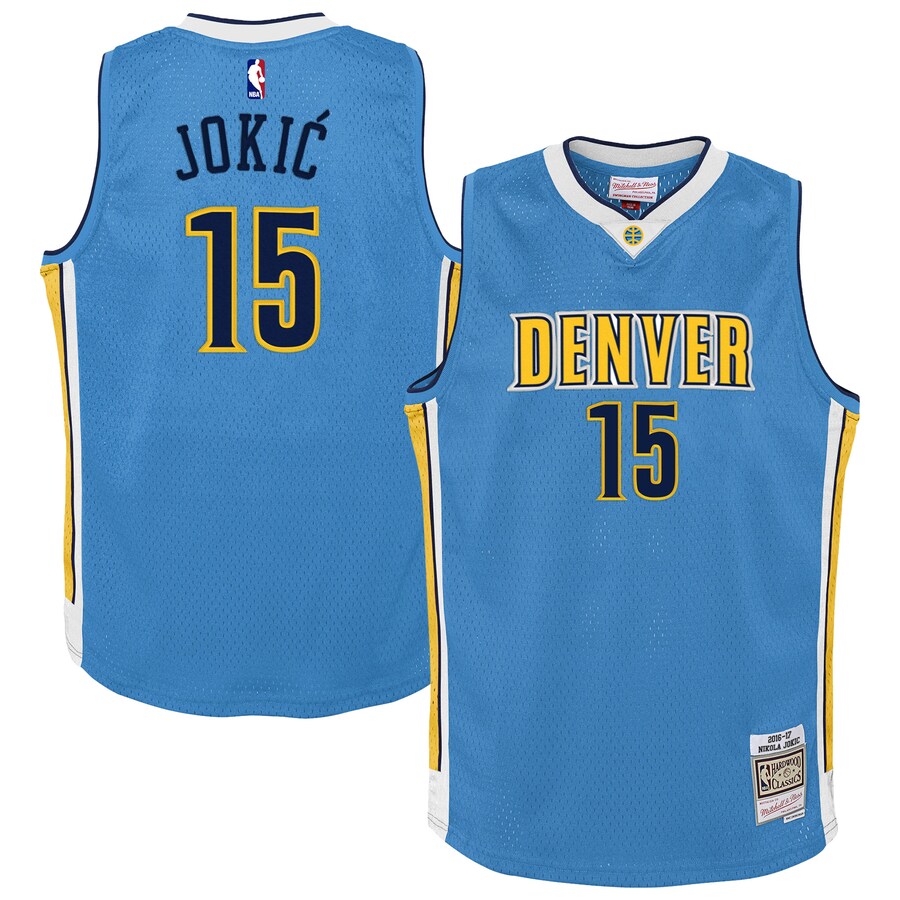 Youth Denver Nuggets Nikola Jokic Mitchell & Ness Light Blue 2016/17 Hardwood Classics Swingman Jersey