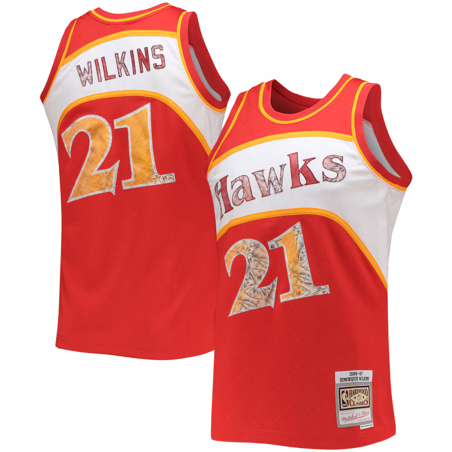 Men's Atlanta Hawks Dominique Wilkins Mitchell & Ness Red 1986/87 Hardwood Classics NBA 75th Anniversary Diamond Swingman Jersey