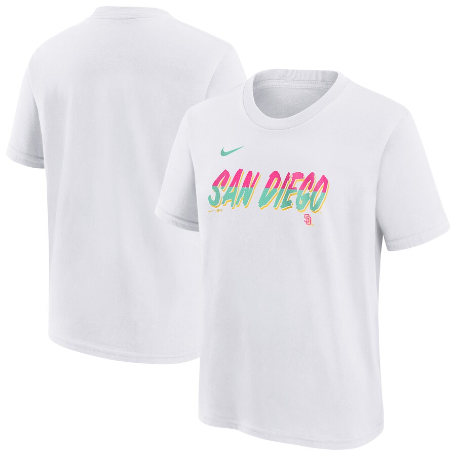 Youth San Diego Padres Nike White City Connect Wordmark T-Shirt