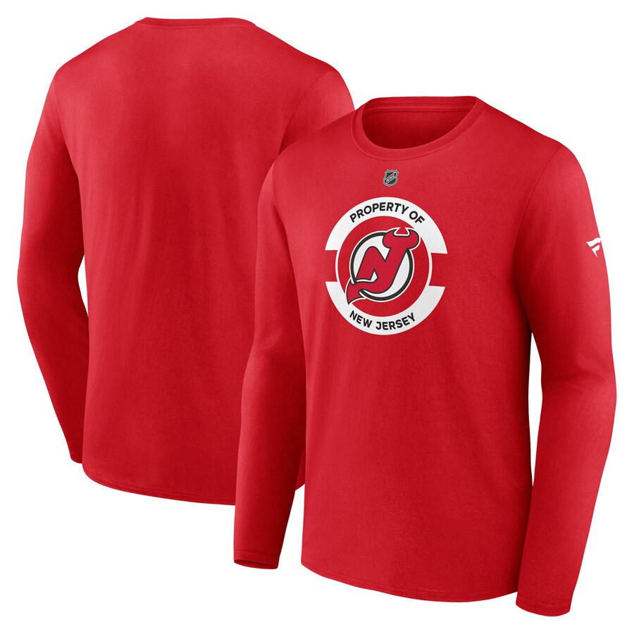 Men's New Jersey Devils Fanatics Red Authentic Pro Core Secondary Long Sleeve T-Shirt
