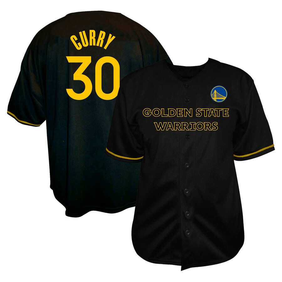 Men's Golden State Warriors Stephen Curry Profile Black Big & Tall Name & Number Button-Up Jersey