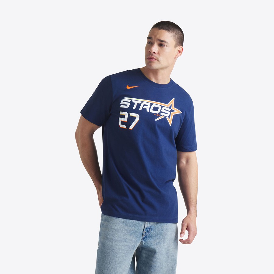Men's Houston Astros Jose Altuve Nike Navy 2025 City Connect Fuse Name & Number T-Shirt