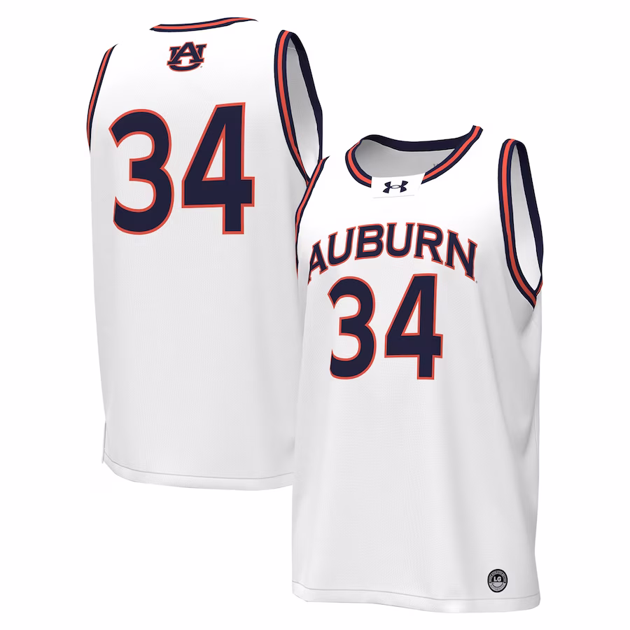 #34 Auburn Tigers Under Armour Replica Basketball Jersey - White