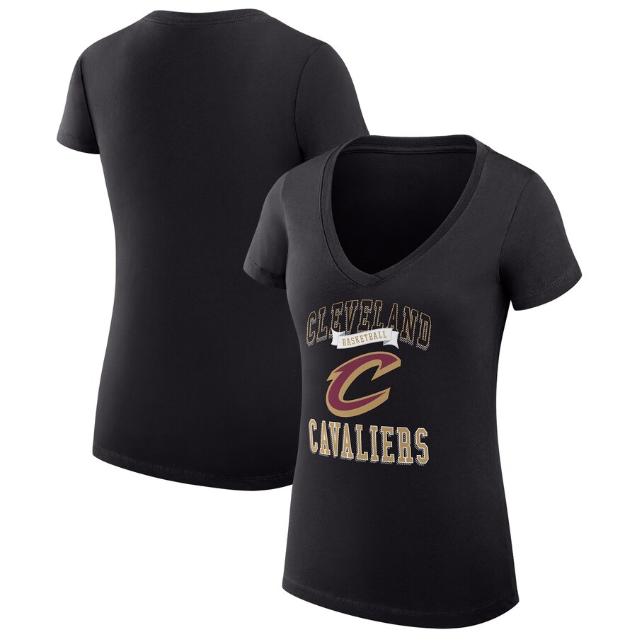 Women's Cleveland Cavaliers G-III 4Her by Carl Banks Black Team Logo Fitted V-Neck T-Shirt