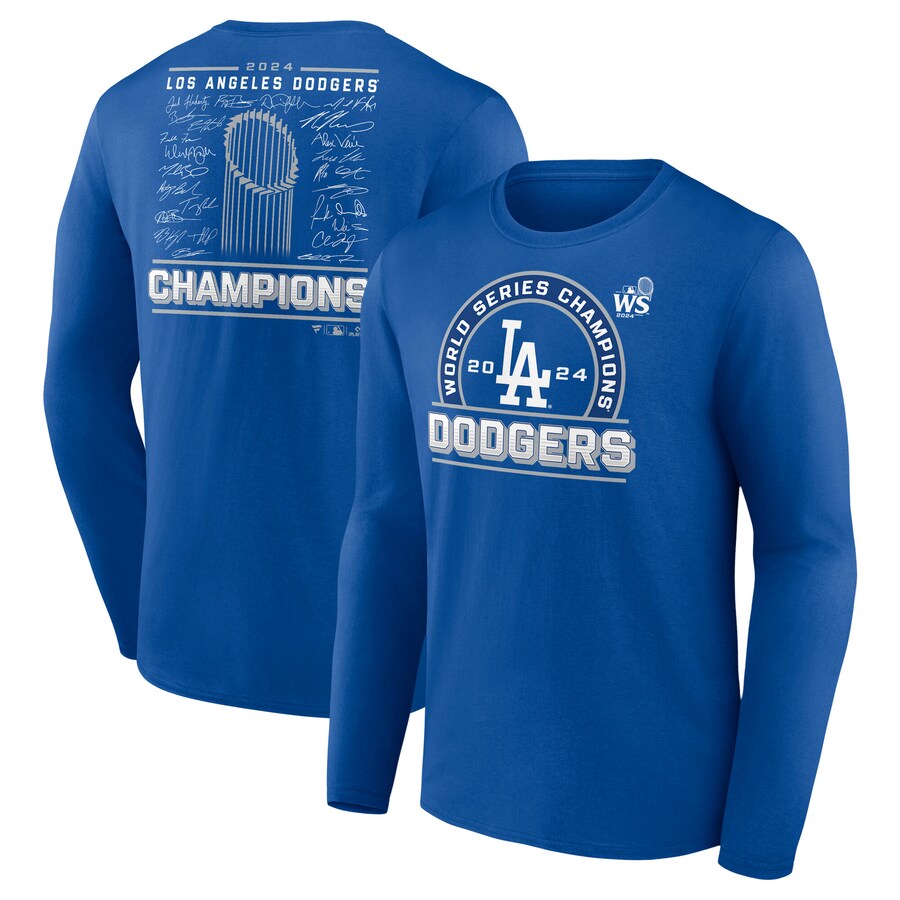 Men's Los Angeles Dodgers Fanatics Royal 2024 World Series Champions Signature Roster Long Sleeve T-Shirt