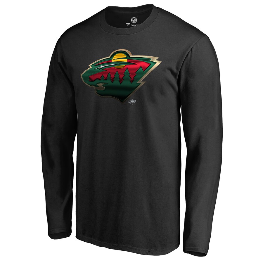 Men's Minnesota Wild Black Midnight Mascot Long Sleeve T-Shirt