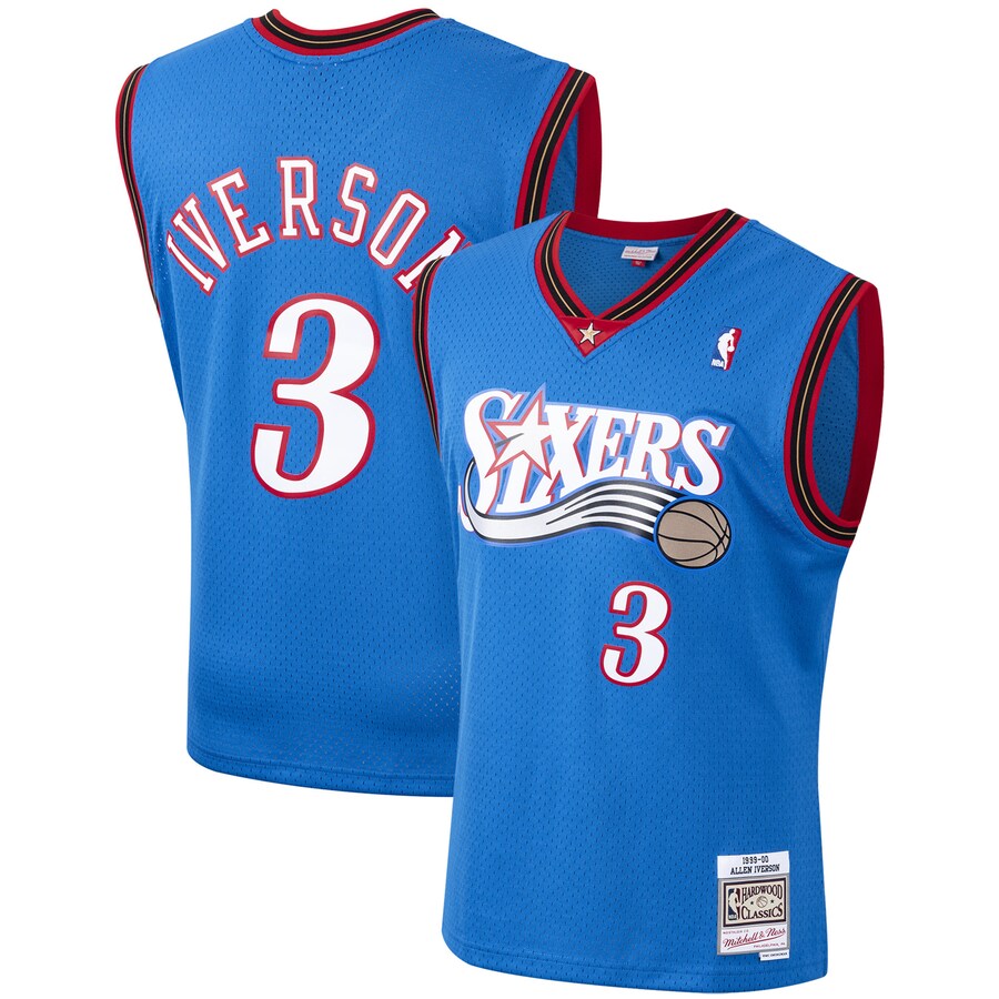 Men's Philadelphia 76ers Allen Iverson Mitchell & Ness Royal 1999/2000 Hardwood Classics Swingman Jersey