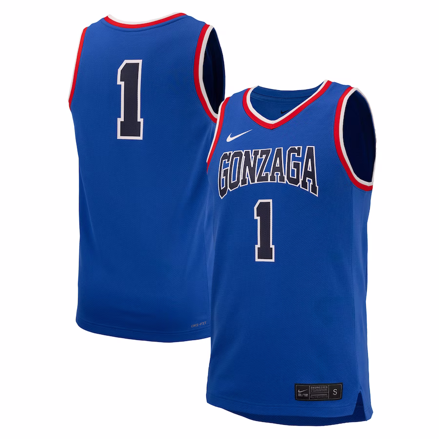 #1 Gonzaga Bulldogs Nike Replica Basketball Jersey - Royal
