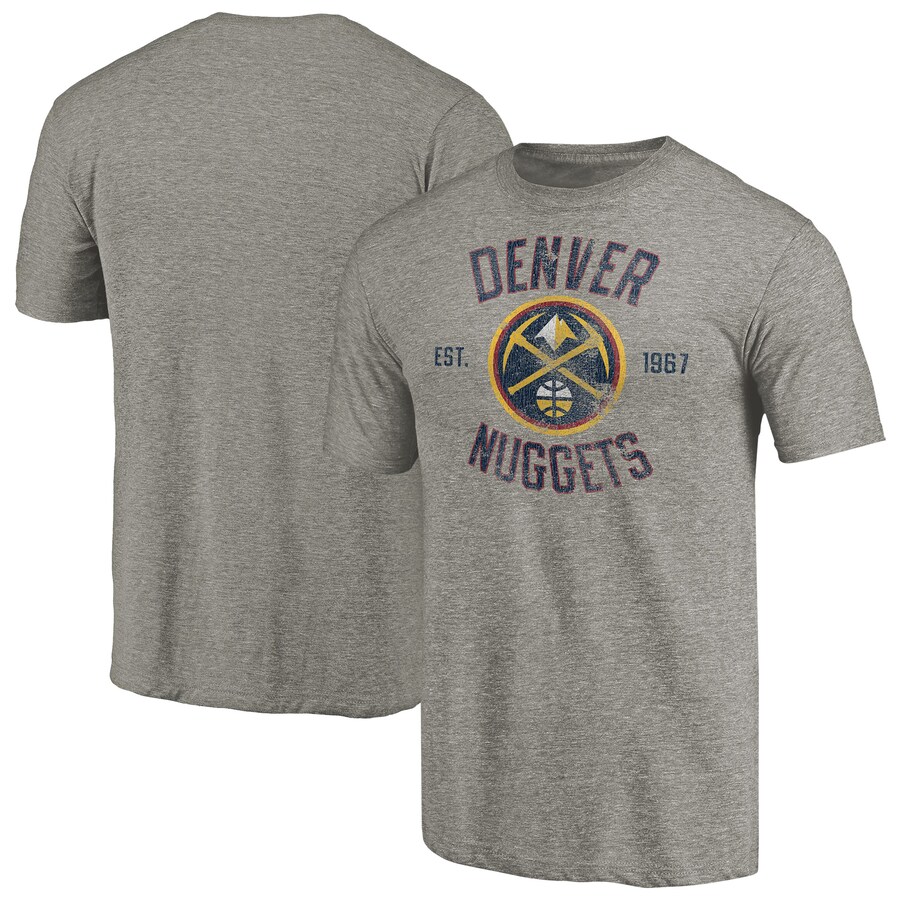 Men's Denver Nuggets Gray Team Heritage Tri-Blend T-Shirt