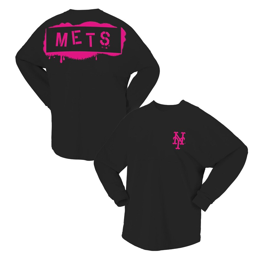 Women's New York Mets Fanatics Black Neon Jersey Long Sleeve T-Shirt