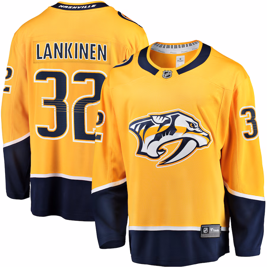 Men's Nashville Predators Kevin Lankinen Fanatics Gold Home Breakaway Player Jersey