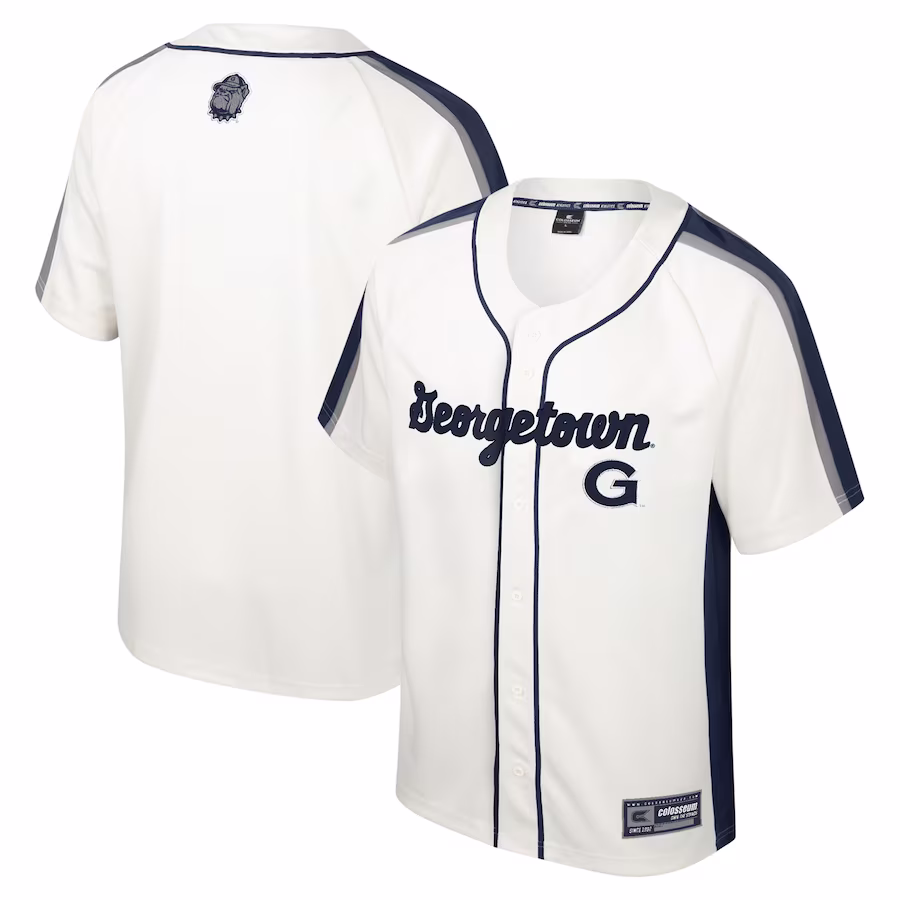 Georgetown Hoyas Colosseum Ruth Button-Up Baseball Jersey - Cream