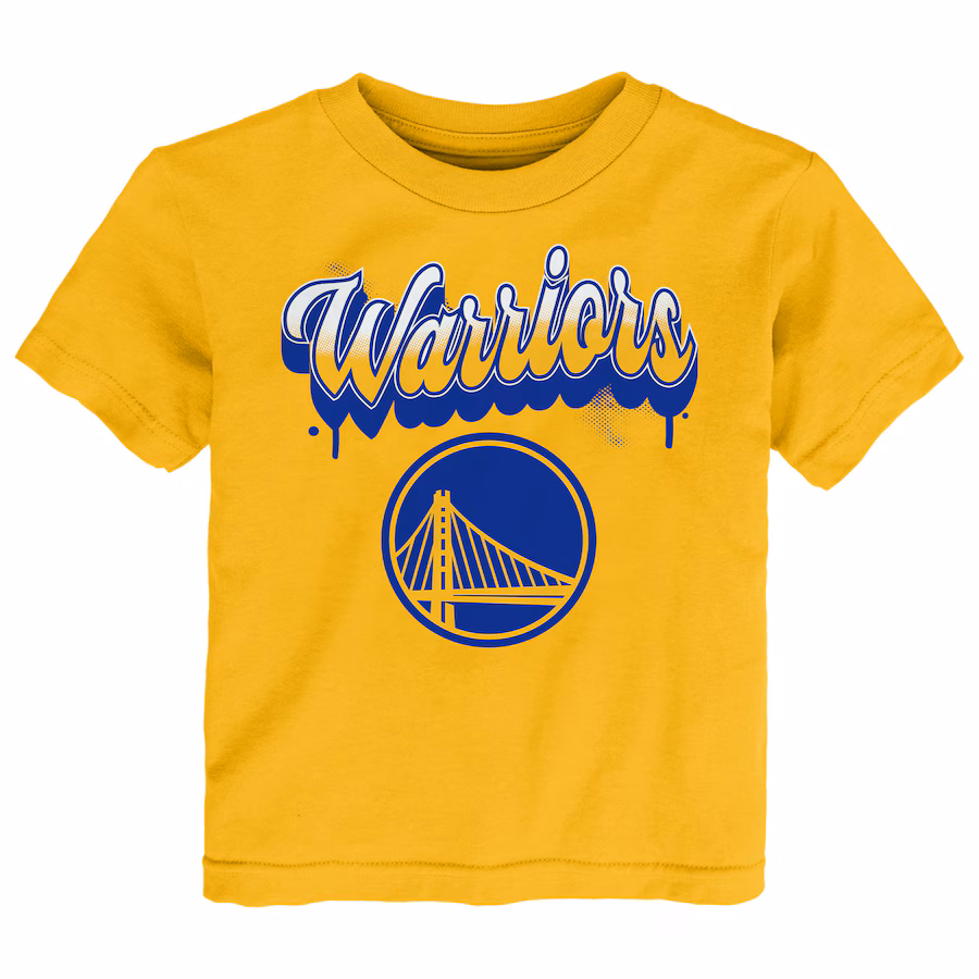 Youth Golden State Warriors Gold Bubbly Script T-Shirt