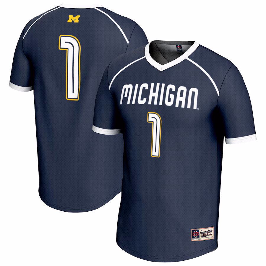 Youth GameDay Greats #1 Navy Michigan Wolverines Lightweight Women's Lacrosse Fashion Jersey