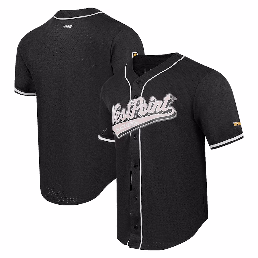 Army Black Knights Pro Standard Mesh Full-Button Replica Baseball Jersey - Black