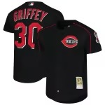 Men's Cincinnati Reds Ken Griffey Jr. Mitchell & Ness Black Cooperstown Collection Authentic Mesh Batting Practice Jersey