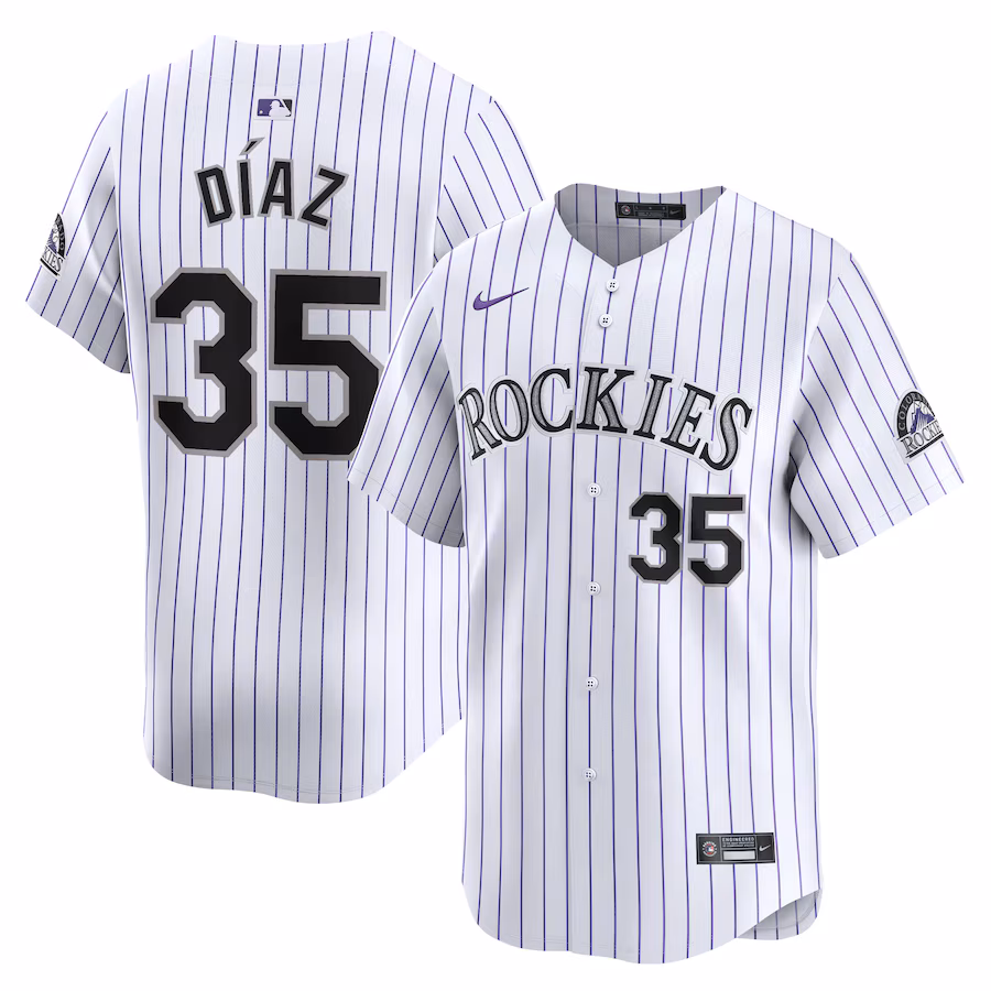 Men's Colorado Rockies Elias Diaz Nike White Home Limited Player Jersey