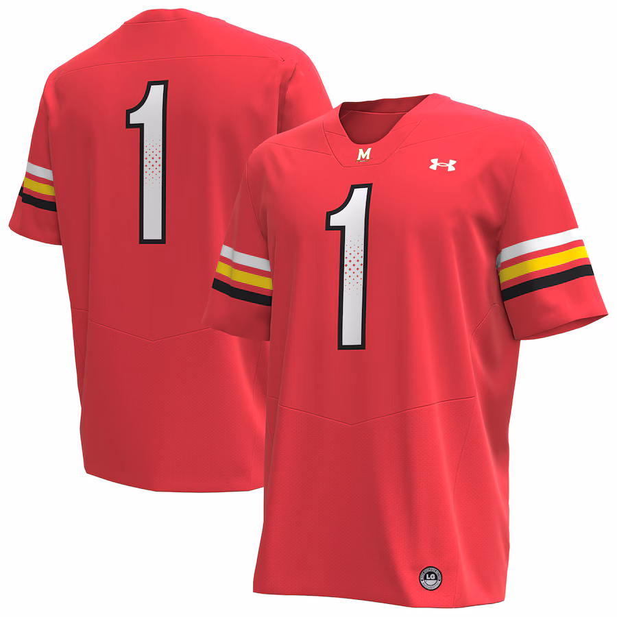 #1 Maryland Terrapins Under Armour Replica Football Jersey - Red