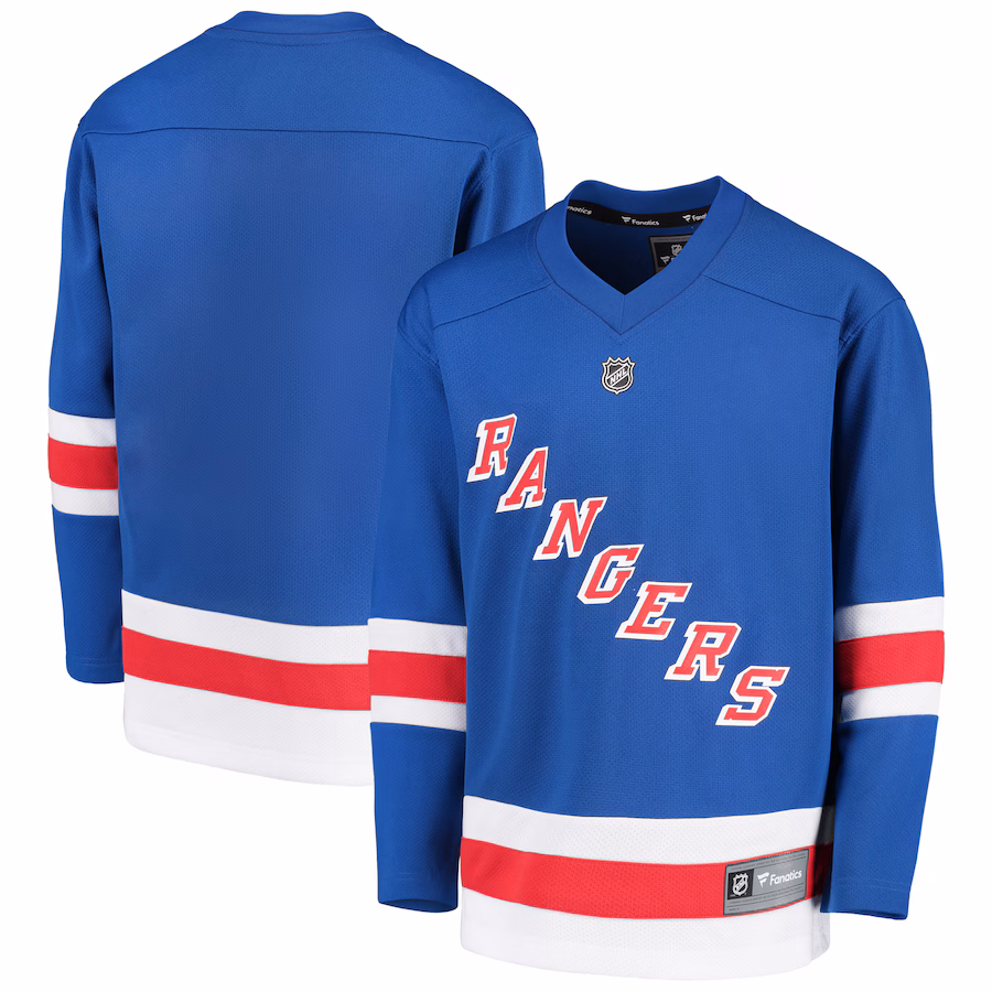 Youth New York Rangers Fanatics Royal Home Replica Blank Jersey