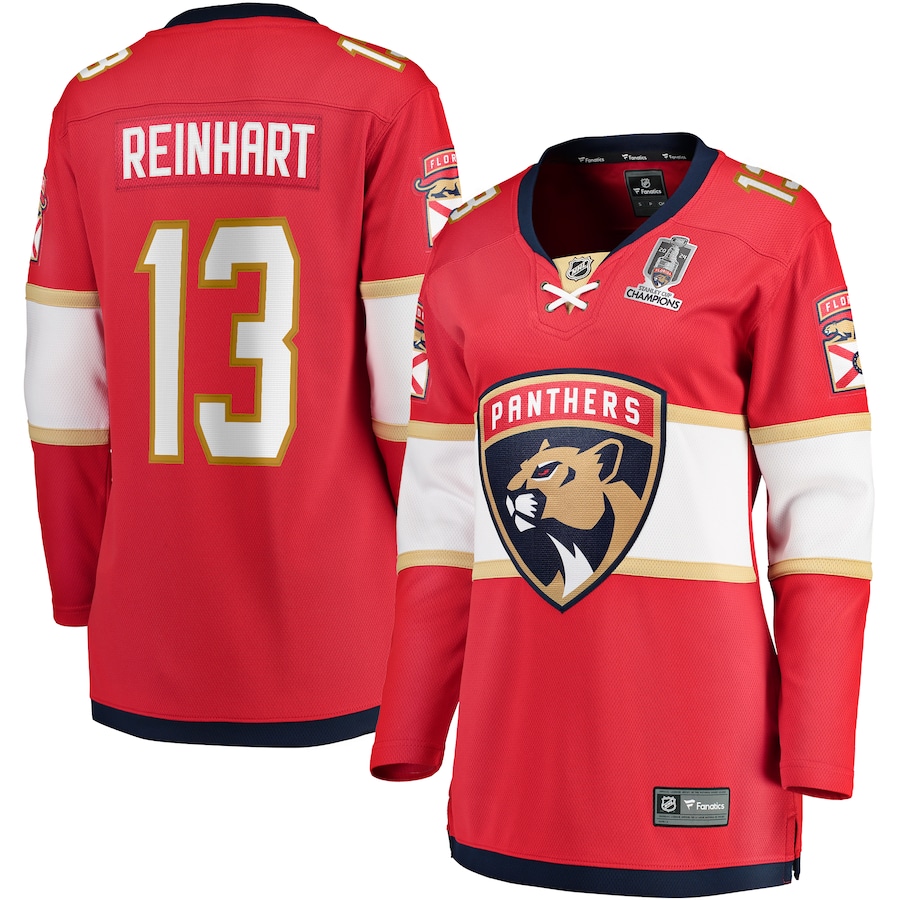 Women's Florida Panthers Sam Reinhart Fanatics Red Home 2024 Stanley Cup Champions Breakaway Player Jersey