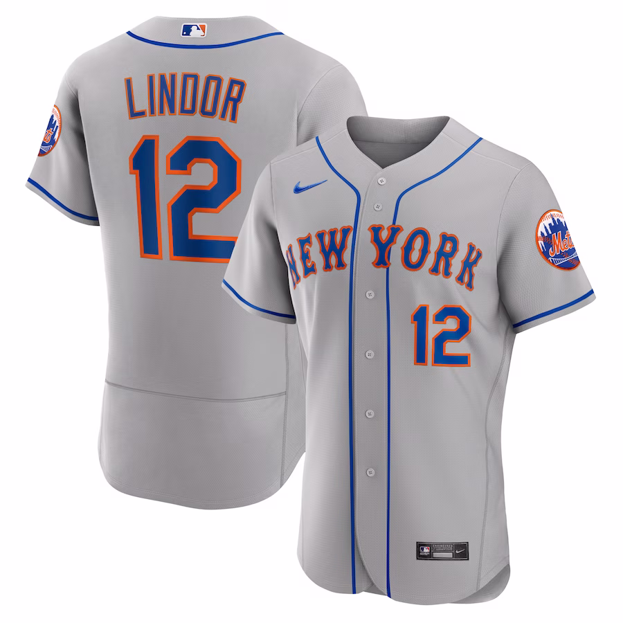 Men's New York Mets Francisco Lindor Nike Gray Road Authentic Player Jersey
