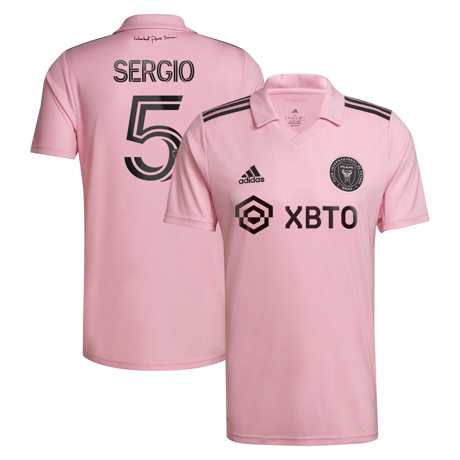 Men's Inter Miami CF Sergio Busquets adidas Pink 2023 The Heart Beat Kit Replica Player Jersey