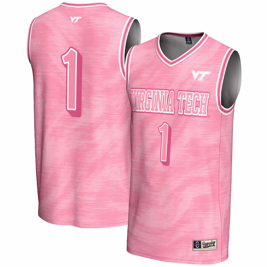 #1 Virginia Tech Hokies GameDay Greats Youth Lightweight Basketball Fashion Jersey - Pink