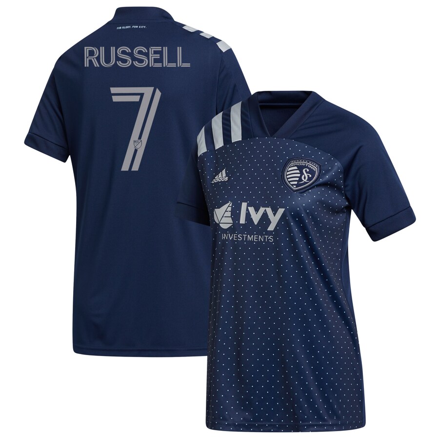 Women's Sporting Kansas City Johnny Russell adidas Navy 2020 Swiss Dots Replica Jersey