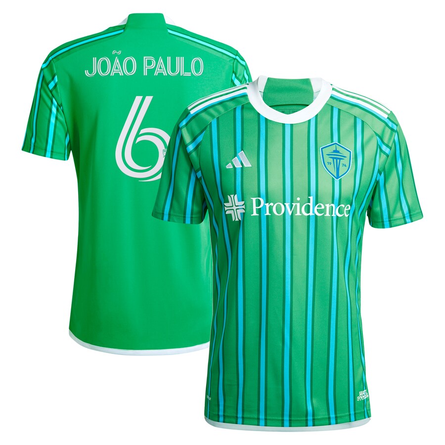 Men's Seattle Sounders FC Joao Paulo adidas Green 2024 The Anniversary Kit Replica Player Jersey