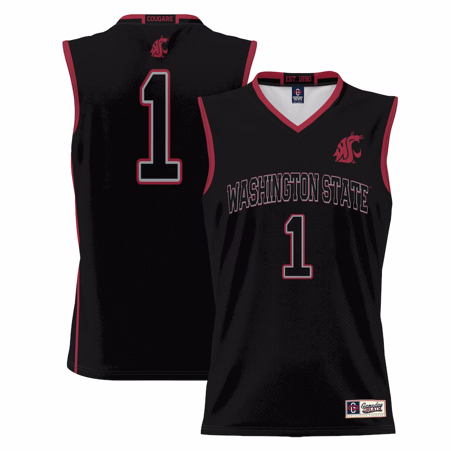 #1 Washington State Cougars GameDay Greats Youth Lightweight Basketball Jersey - Black