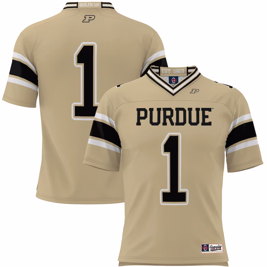 #1 Purdue Boilermakers GameDay Greats Endzone Football Jersey - Gold