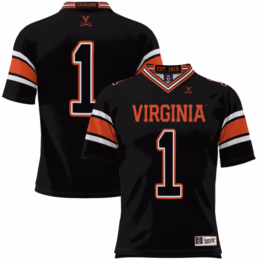 #1 Virginia Cavaliers GameDay Greats Youth Endzone Football Jersey - Black