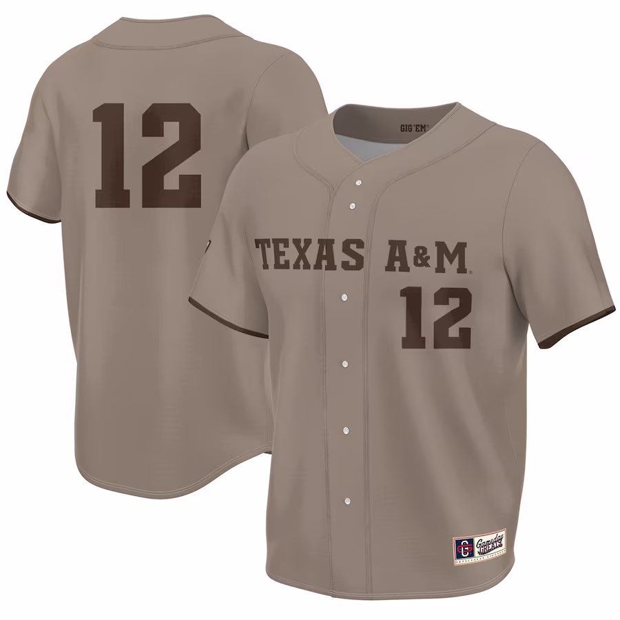 Texas A&M Aggies GameDay Greats Corps of Cadet Lightweight Baseball Jersey - Khaki