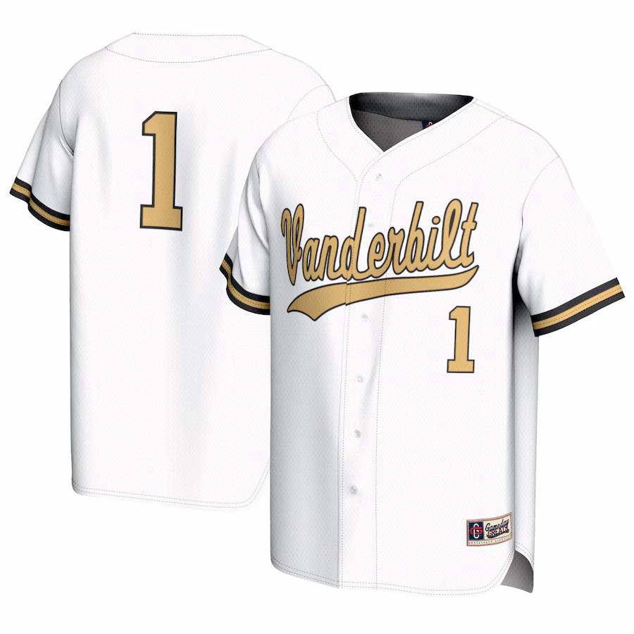 #1 Vanderbilt Commodores GameDay Greats Youth Baseball Lightweight Fashion Jersey - White