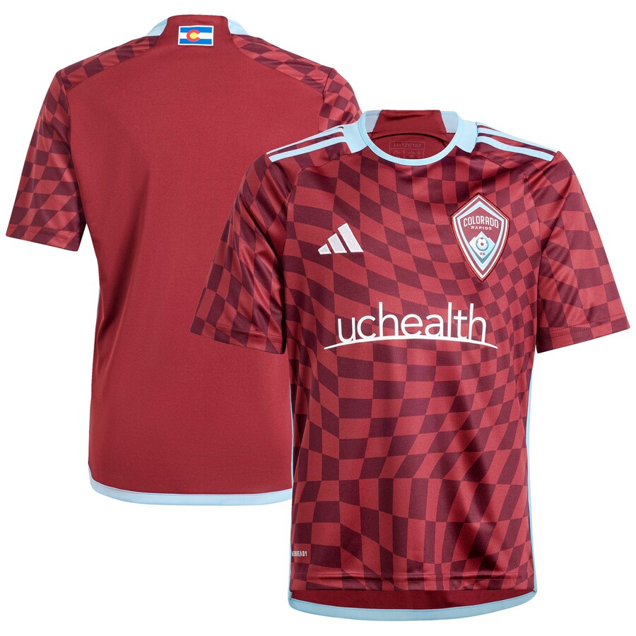 Youth Colorado Rapids  adidas Burgundy 2024 One Flag Kit Replica Jersey