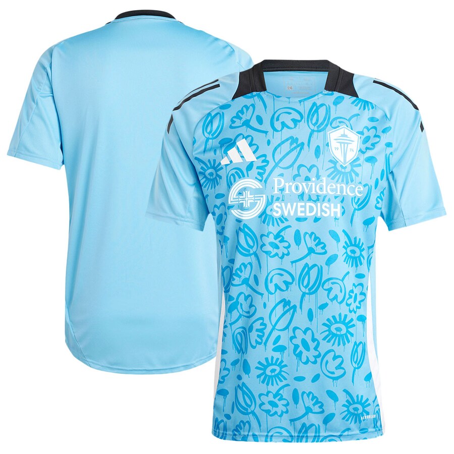 Men's Seattle Sounders FC adidas Blue 2024 One Planet Pre-Match Top