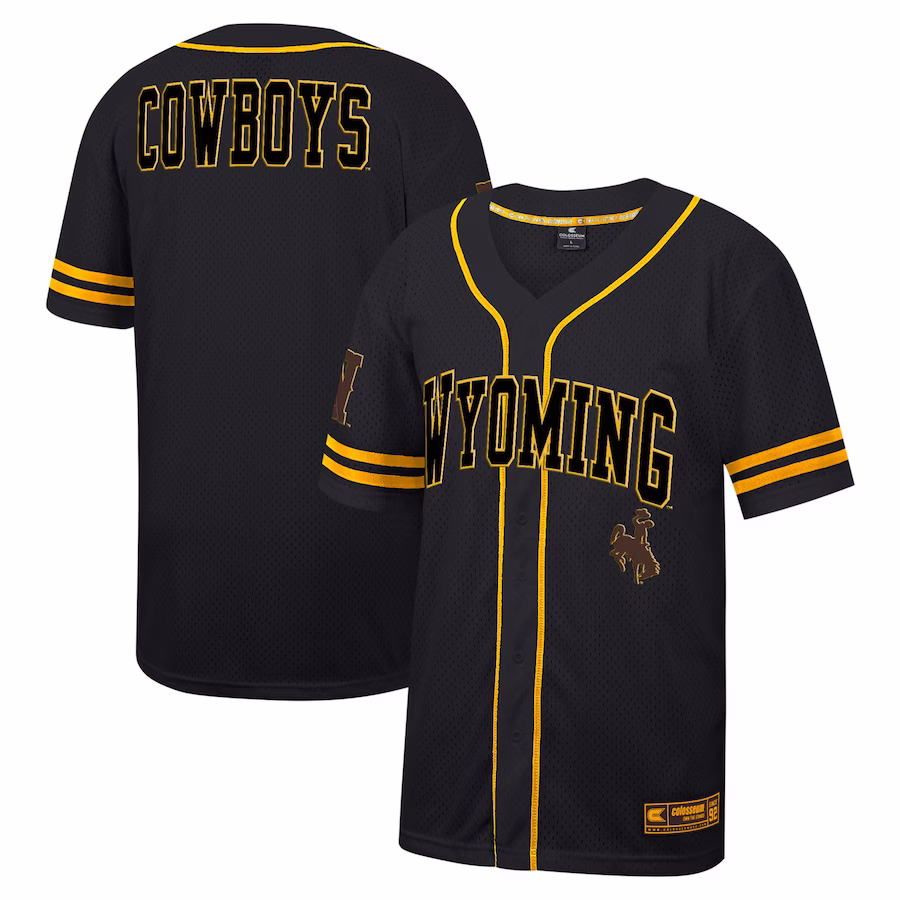 Wyoming Cowboys Colosseum Free Spirited Mesh Button-Up Baseball Jersey - Black