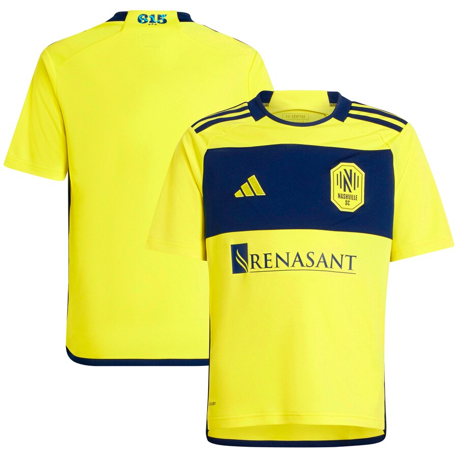 Youth Nashville SC adidas Yellow 2024 The 615 Kit Replica Jersey