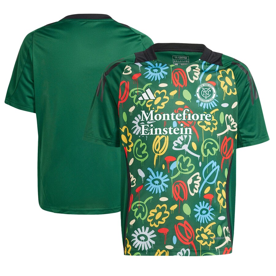 Youth New York City FC adidas Green 2024 One Planet Pre-Match Top