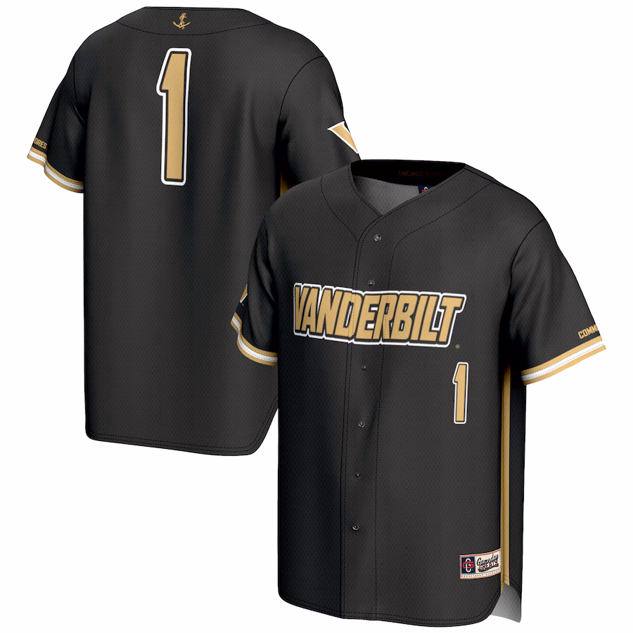 Youth GameDay Greats #1 Black Vanderbilt Commodores Lightweight Baseball Jersey